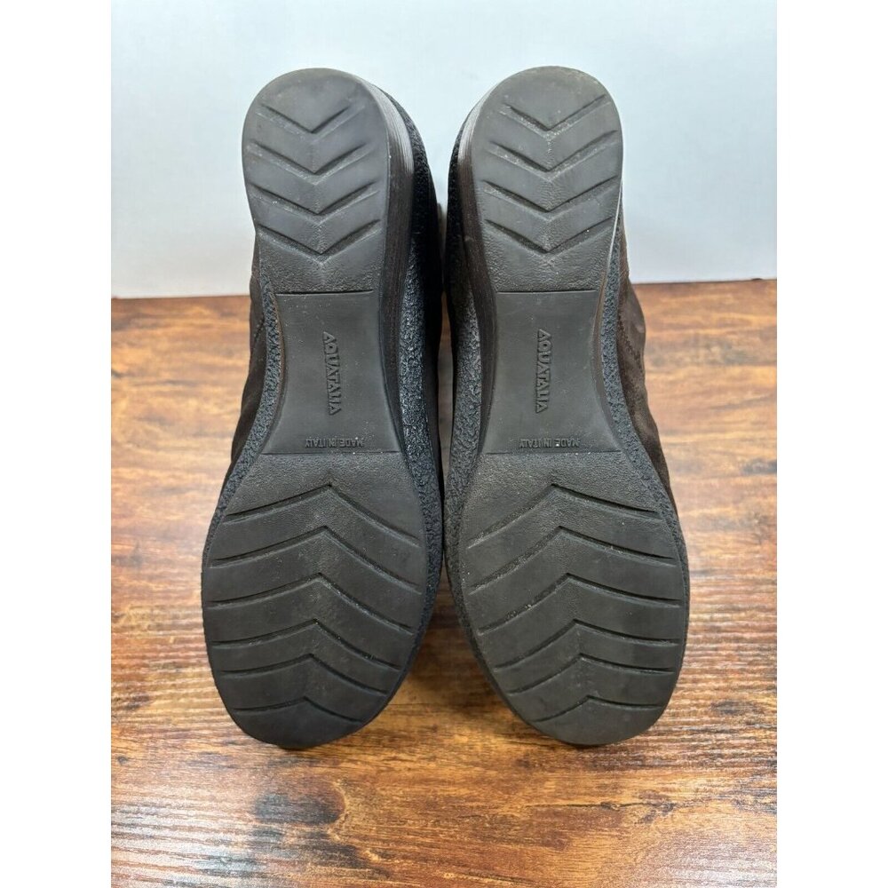 Aquatalia Womens Size 7.5 Brown Suede Ankle Boots Hidden Wedge Zipper Shoes‎ - Picture 8 of 9